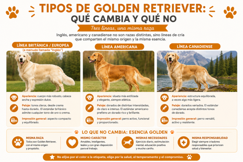Tipos de Golden Retriever: diferencias reales entre el inglés, el americano y el canadiense 2 Tipos de Golden Retriever