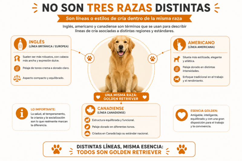 Tipos de Golden Retriever: diferencias reales entre el inglés, el americano y el canadiense 3 Tipos de Golden Retriever: diferencias reales entre el inglés, el americano y el canadiense