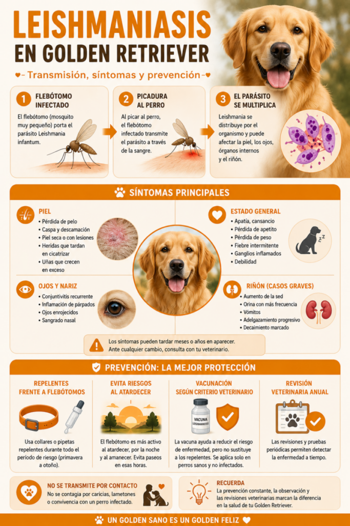 Leishmaniasis en Golden Retriever: síntomas, prevención y tratamiento